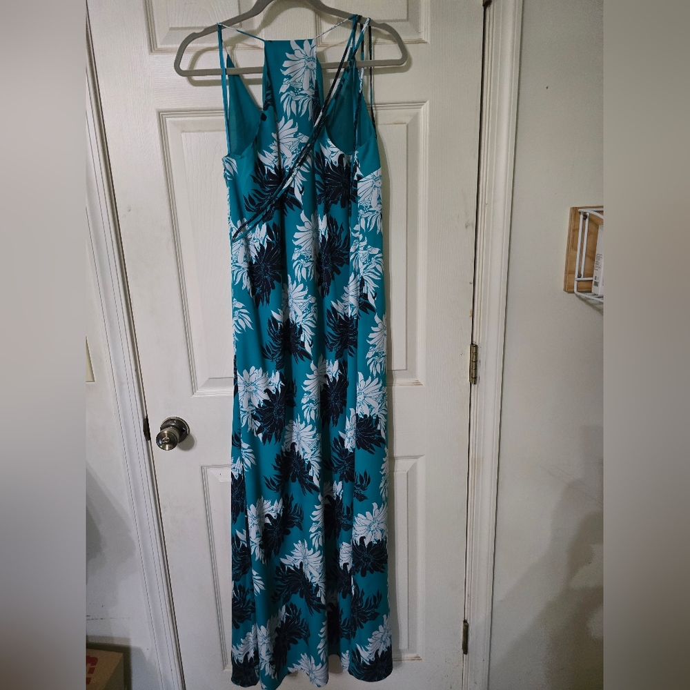 Teal and Black Floral Maxi Dress
